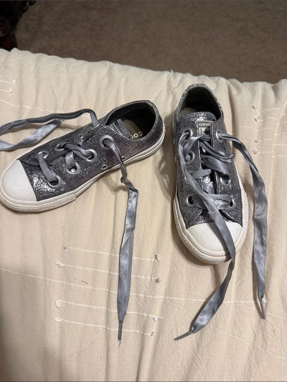 Converse Kids' Low Top Sneakers - Metallic silver Gray
